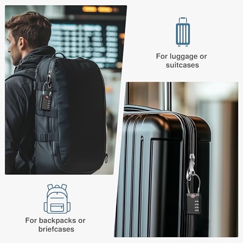 Puroma TSA Locks for Luggage, 2 Pack Luggage Locks TSA Approved 4-Digit Combination Cable Travel Lock Zinc Alloy for Suitcases, Bags, Toolboxes, Backpacks & Gym Lockers (Black) - Image 8