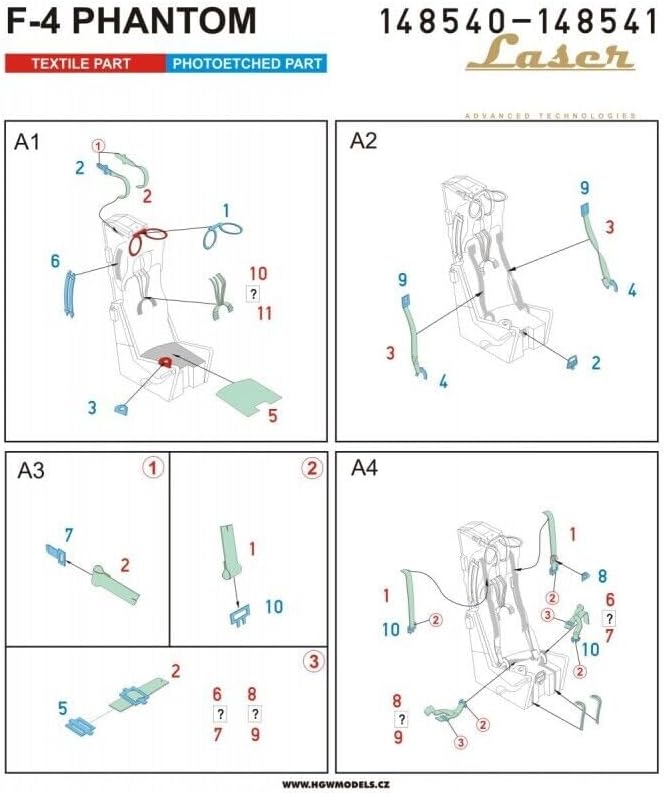 HGW 148541 1/48 Seatbelts for F-4 Phantom Navy pre-Cut Laser for Academy, Eduard image 2