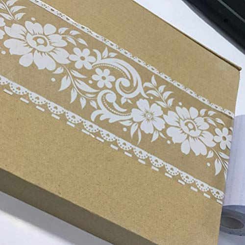 IMIKEYA borda de papel de parede de renda branca à prova d'água, autoadesivo, papel de parede, deco