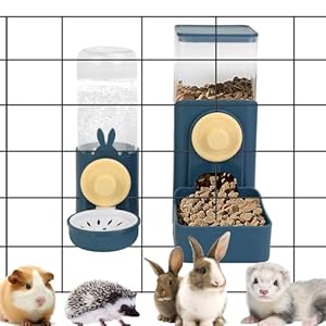 Hanging Automatic Small Pet Food Water Dispenser, Gravity Pet Feeder and Waterer Set, Cat Food Bowl for Cages Rabbit Water Dispenser for Puppy and Kitten Chinchilla Hedgehog Ferret (Blue)
