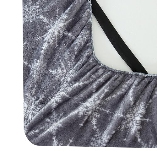 Elegant Comfort Luxuriously Soft 4-Piece Holiday Velvet Plush Flannel Sheet Set - Premium Quality - Cozy Warm, Christmas Fuzzy Velvet Flannel Fleece Deep Pocket Sheet Set - Twin XL, Gray Snowflake