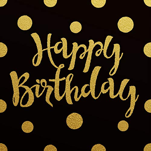 ActivDuo Hardback Black & Gold Happy Birthday Guest Book | Keepsake Gift, Well Wishes, Messages, Comments and Memories | Includes A Gift Log | to Use As You Wish