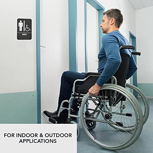 Corko Manufacturing Men Braille Handicapped Restroom Sign For Handicap Accessible Restroom - Double Sided 3M Tape To Secure Perfectly In Less Than A Minute - Size 9 X 6 Inch #TOP3