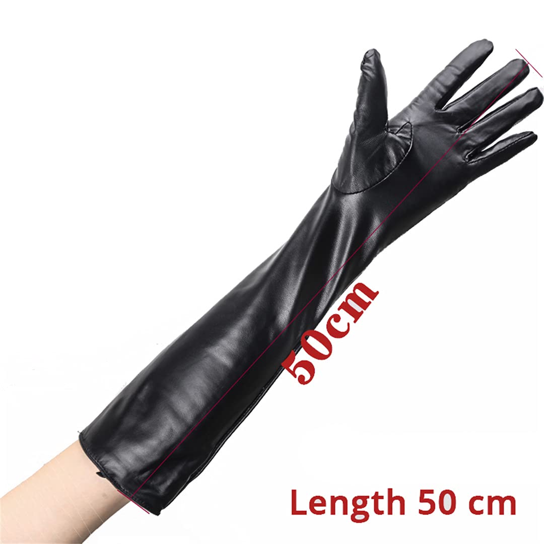 Guanti in pelle da donna a nove bottoni con fodera in caldo pile Guanti lunghi da donna invernali da 50 cm