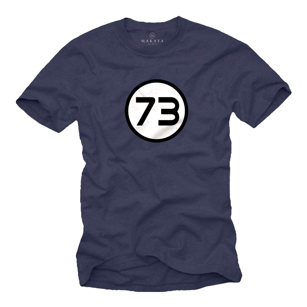 MAKAYA Mens T-Shirt - Sheldon Magic Number 73 - Funny Nerd Theory Bleu Size XXL