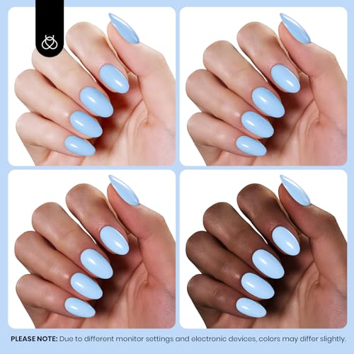 Image of Beetles Light Blue Gel Nail Polish - HEMA-Free Pastel Baby Blue Gel Polish, 8ML /0.27Fl Oz Soak Off UV LED Lamp Pastel Nails Art, Long-Lasting Manicure Salon DIY Home Bright Summer Nails