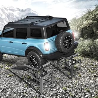 EASYBERG 3 Ton Hydraulic Car Ramps, 2PCS Heavy Duty 6600 lbs Vehicle Lifts with Adjustable Height 9.8"-15", Steel Portable Ramps for Oil Change, Auto Repair, Garage & Home Maintenance