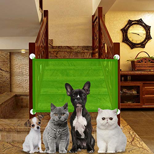 OUTERDO Mesh Pet Gate, Pet Isolation Net Portable Folding Stair Gate Flexible Magic Pet Gate Safe Guard Wide Safety Mesh Baby Gate for Dogs Indoor Outdoor