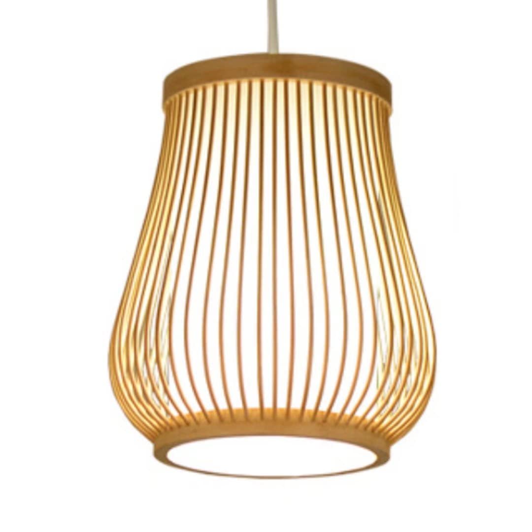 Vase Hand Bamboo Pendant Light Simple Bamboo Chandelier Ceiling Light Ceiling Lamp Rural Style Chandelier with lampshade for Dining Room, Living Room