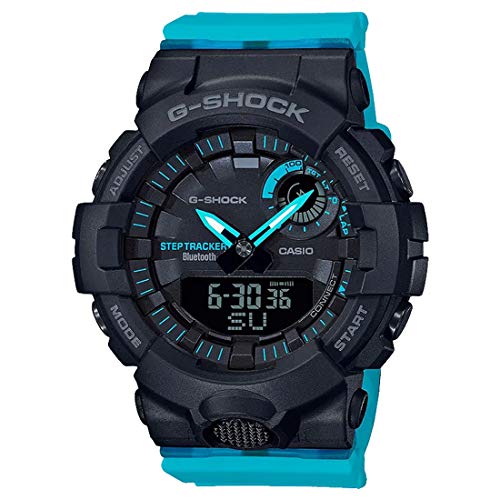 Ladies' G-Shock S-Series G-Squad Analog-Digital Neon Blue Resin Watch GMAB800SC-1A2
