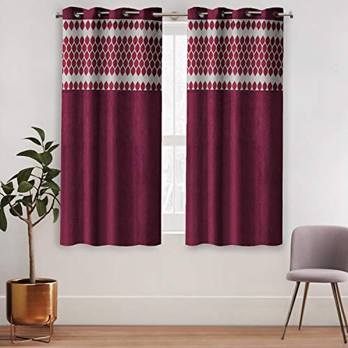 Image of Amazon Brand - Solimo Cadenza Polyester Curtain, Window, Red, Pack of 2- 5 Feet (1.52 m)