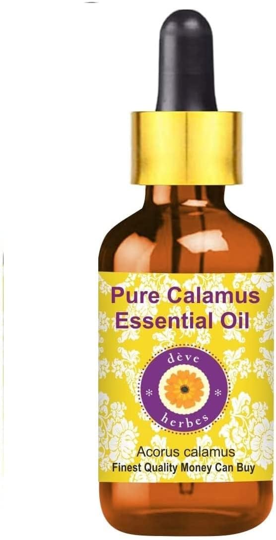– Deve Herbes Pure Calamus Essential Oil (Acorus calamus) With Glass Dropper Steam Distilled 15ml (0.50 oz)