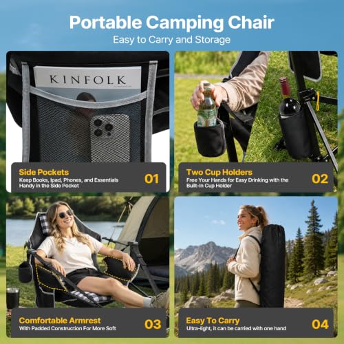 Silla Hamaca para Camping ZENPETIO con Reposapiés, Cojín Acolchado y Capacidad 500 lbs miniatura 6