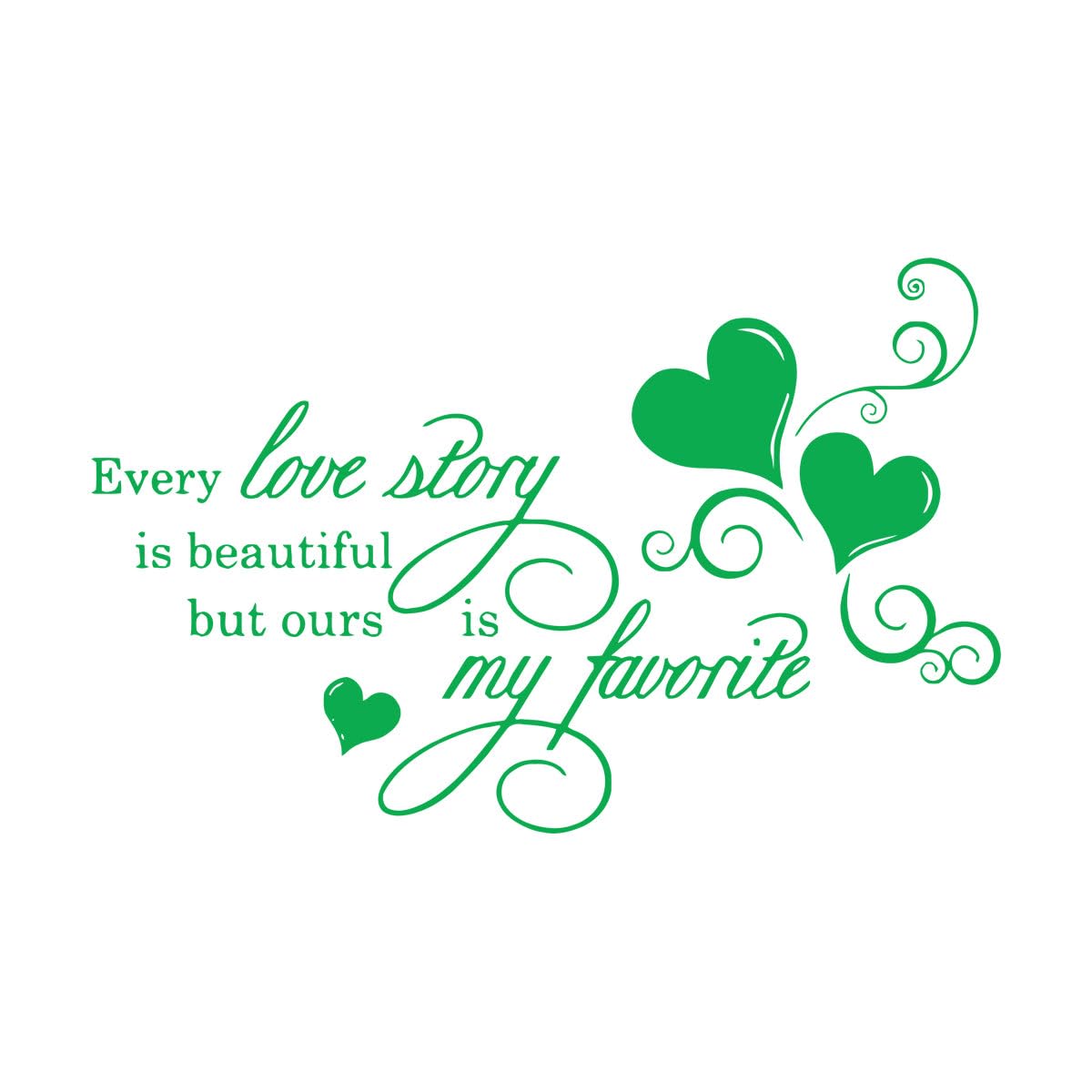 Romantic Quote Wall Decal Every Love Story is Wall Sticker Bedroom Decor Vinyl Removable Wall Paper for Couple Room Art Small - 36x57cm