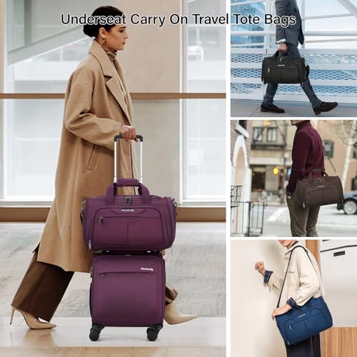 Hanke Underseat Carry On luggage Bags for Travel, Foldable Travel Bags for Women, Soft Lightweight Personal Item Travel Bag Small Carry On Bags for Airplanes, Travel Tote Bags for Women Men.(Black)