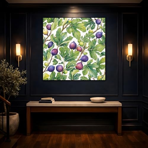 Tableau figues illustration fait main 15x15 cm pour cuisine - 4