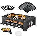 TAMARIT Raclette Party Grill Portable Indoor Electric Korean BBQ Grill 2 in 1 Raclette Table Griddle with Nonstick Coating Plate 4 Pizza Pans 8 Cheese Trays Upper and Lower Heater, PFAS-No
