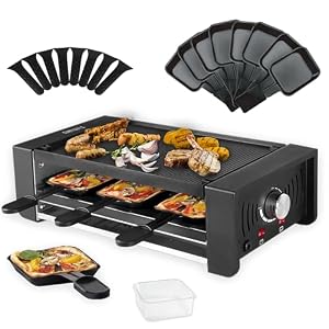 TAMARIT Raclette-Grill für 8 Personen,1500W mit Pizza-Funktion