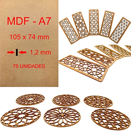 MDF Tablero Madera A7 | 105 x 74 x 1.2 mm Corte por Laser 10 w, 20 w, 30 w, 40 w CNC Router, Modelado, Calado, Bricolaje, Manualidades, Acabado Pulido, Alta Densidad. Madera Calidad (75)