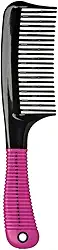Pente com Dentes Ondulados e Cabo com Suporte de Borracha, Ricca, Preto, Ricca, Preto