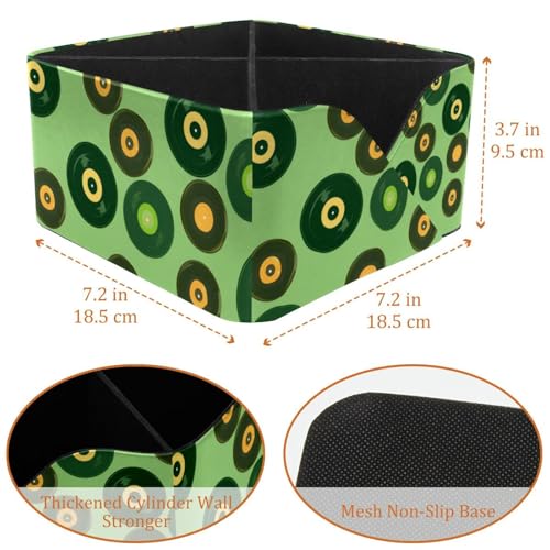 Porte-stylo rectangulaire à double compartiment motif disques verts - 4