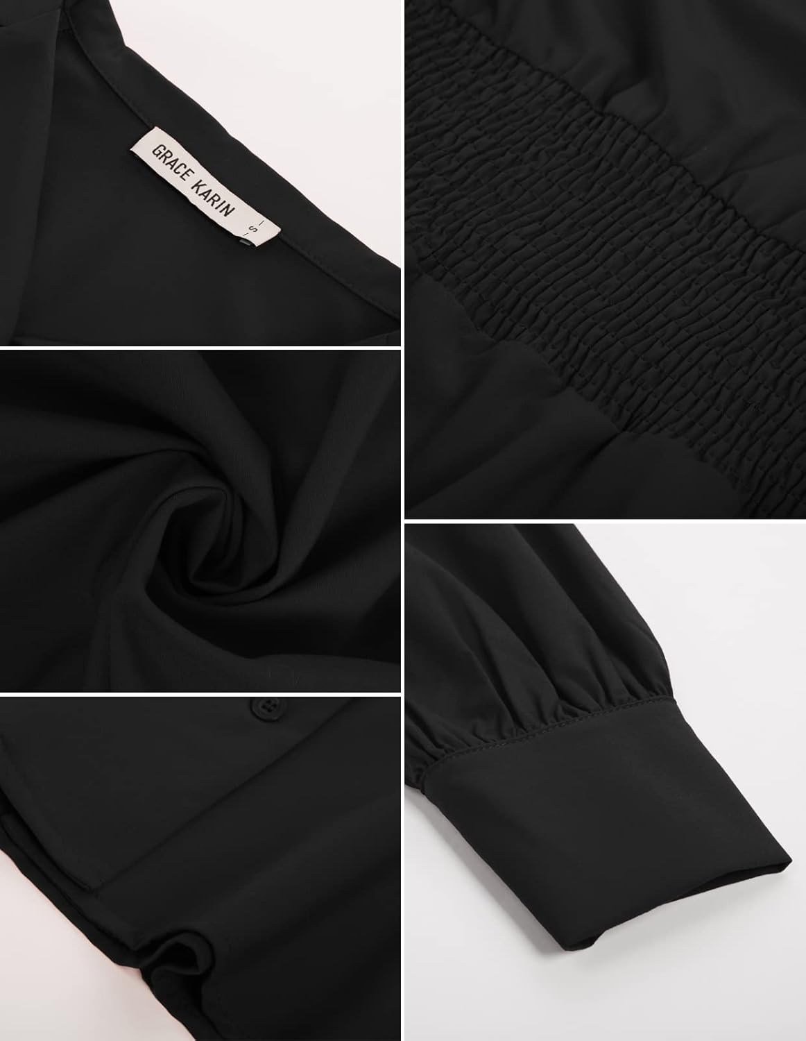 GRACE KARIN Womens Long Sleeve Tops Business Casual, Dressy Button Down Peplum Blouses, Fall Collared Work Elegant Shirt - Image 5