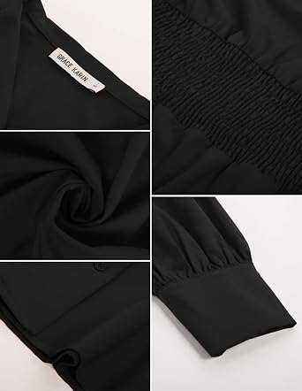 GRACE KARIN 2026 Women's Long Sleeve Dressy Tops Business Casual Button Peplum Blouses Cinched Waist Work Office Outfits