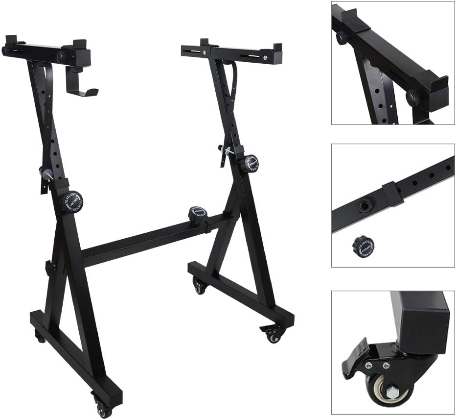 Piano Keyboard Stand Adjustable Portable Music Stand - Sturdy Reinforced Z Design Fits 54 61 88 Key Electric Pianos & Used for Travel & Storage