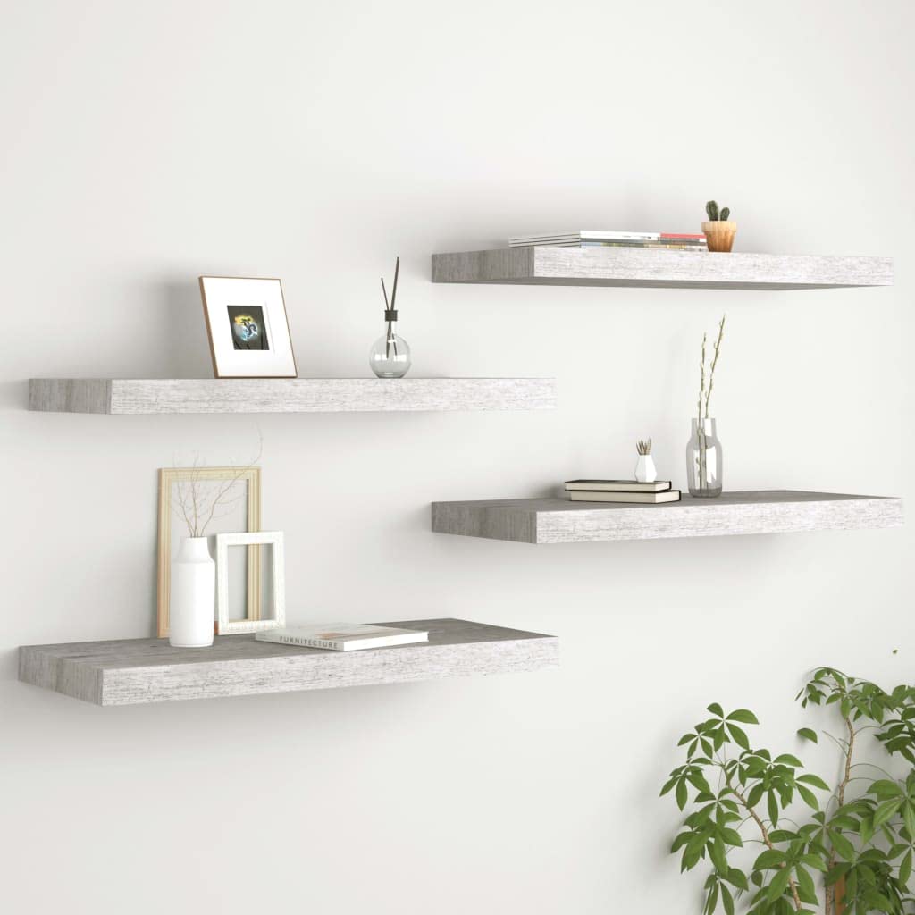 YUANCHUTOP Floating Shelves for Bedroom Decor, 4 Set Wall Mount Shelf with Invisible Brackets Book Plant Hanging Rack Display for Bathroom Living Room Entryway Hallway (Rustic, 60cm)