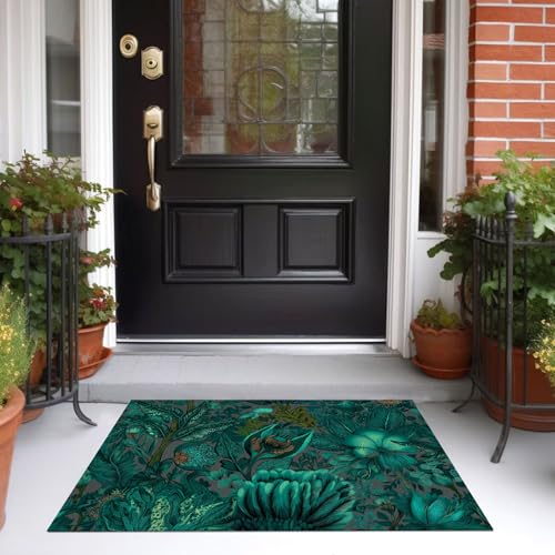 Tapis lavable poils courts turquoise jungle antidérapant : la solution idéale anti-taches salon - 5