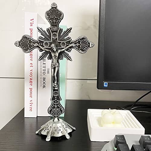 Jesus Christ on Cross Statue Tabletop Crucifix Cross Home Decor Religious Gifts - Thumbnail 4