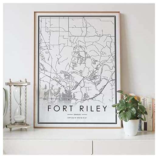 FORT RILEY stadskarta nordisk vardagsrum dekoration canvas affisch modern heminredning konsttryck målning lämplig för sovrum väggdekoration 40 x 50 cm / 16 x 20 tum