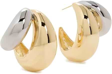 Amazon.com: SHASHI Women's Double Tsuki Two Toned Hoops