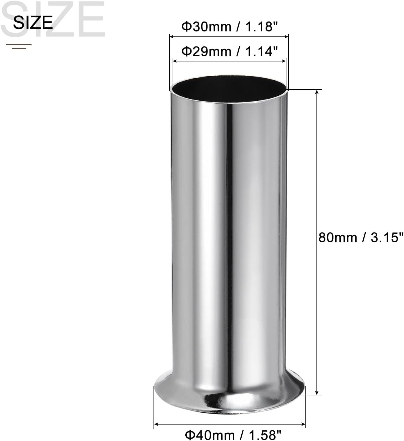 MECCANIXITY キャンドルソケットカバー、高さ3インチのシャンデリアスリーブ電球ライトベースホルダー、シルバー6個パック