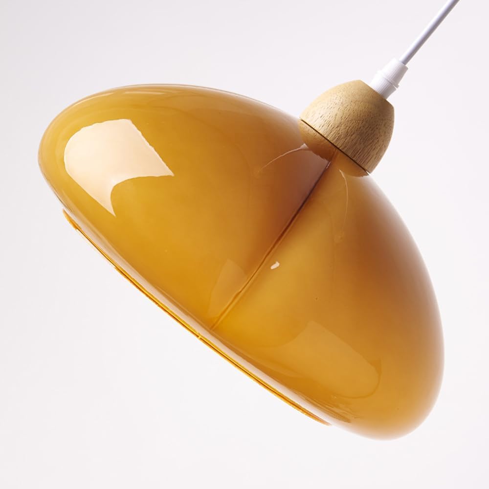 Średniowieczna nordycka minimalistyczna lampa wisząca z białego i pomarańczowego szkła, drewniany klosz dyni, idealna dekoracja do jadalni, sypialni lub korytarza.