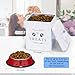 Meraki Home Farmhouse Cat Food and Treats Containers + Feed Scoop + Pet Food Bowl - Tight Lids - Large Metal Storage Bin - Great Gift for Cute Pets (Glossy White)