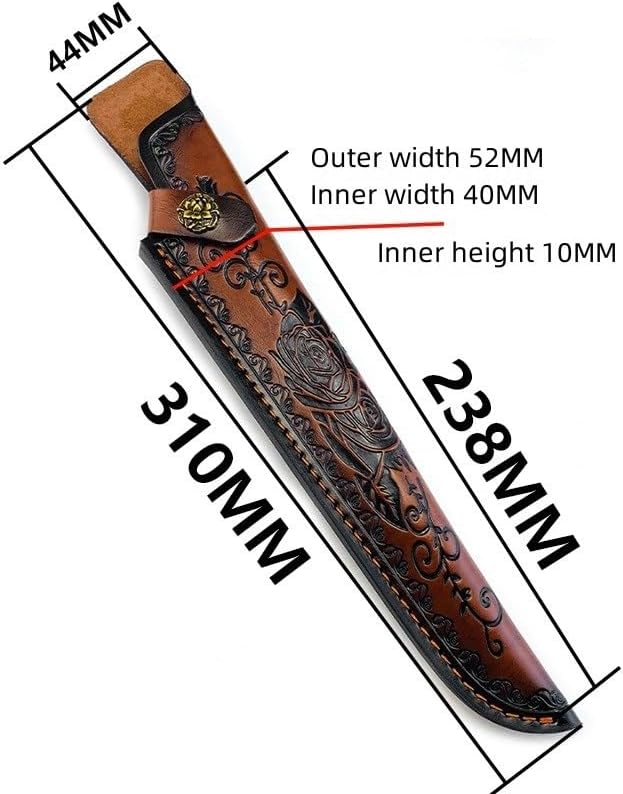 1PC Knife Sheath, 9.37inch Top-layer Leather Protective Cover with Belt Loop and Snap Closure Fits for Outdoor Search