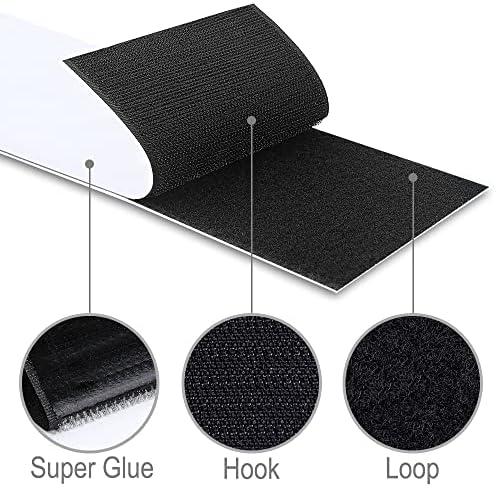 Non Slip Cushion Pad, Rolled Hook Loop Tape with Adhesive for Effectively Reduce Couch Cushions Sliding(10cm x 3m, Black)
