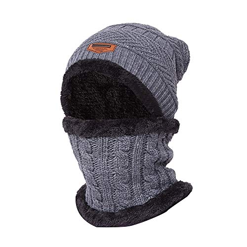 Warm Knit Beanie Scarf Set Plush Hat Neckerchief Set Women Men Sports Hiking Camping Cycling Skull Cap Outdoor Sports Equipment