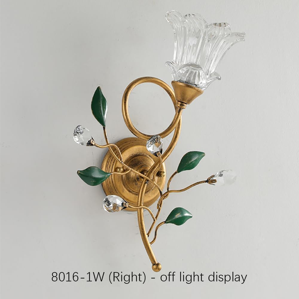 Contemporary Wall lamp French Pastoral LED Creative Flower Living Room Bedroom Corridor Home Decoration (B 1 Lights Right 1PCS)