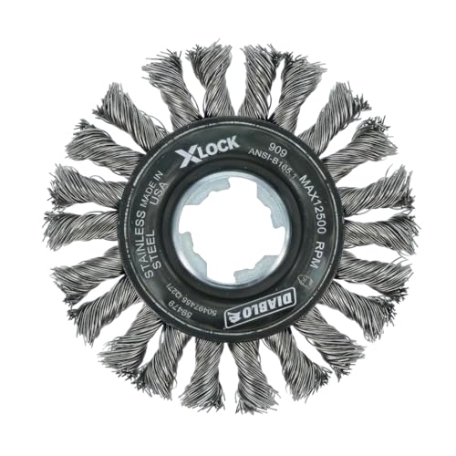 Image of Diablo X - Lock Stainless Steel Full Cable Twist Wheel - 4 inch Diameter, .20 inch Wire Gauge, 12500 Max RPM - DWW400XFCS01F