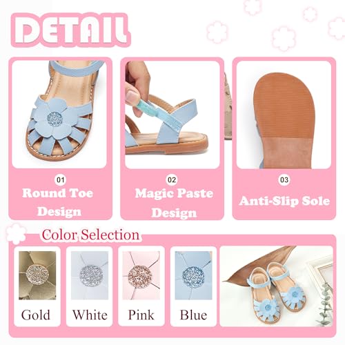 Image of Flaryzone Girls Sandals Closed Toe Summer Flats Dress Sandals Shoes Toddler /Little Kid