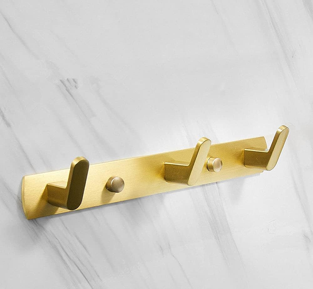 Gold Brushed Robe Hook Coat Hook Towel Hanger Wall Hooks Bathroom Hardware Hook Door Hooks 3 Hook