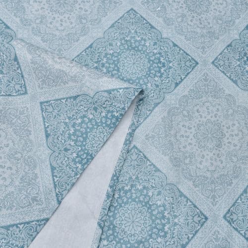 Image of Monte Carlo Eminence Double Bedsheet with 2 Pillow Covers | 144 TC Cotton Bedsheet for Double Bed | Soft & Breathable All Season Bedding Set | Blue Geometric Design | Bedsheet 87 x 100 Inches