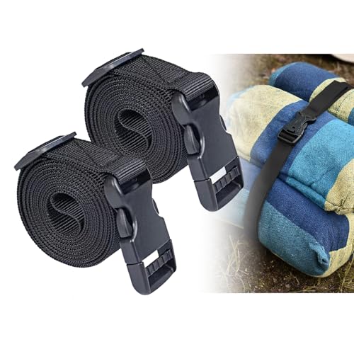 2 peças de tiras utilitárias premium de 2,5 cm x 180,3 cm (1,8 m) com fivela de liberação rápida alças de amarração de nylon curtas ajustáveis para mochila amarração equipamento de acampamento saco de