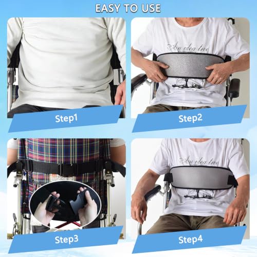 Image of Wheelchair Seatbelt,Wheelchair Harness for Adults,Safety Belt for the Elderly,Adjustable Straps for Dementia Patients Falling Out Prevention,Adults,The Elderly,Pregnant,Paralyzed(Gray)
