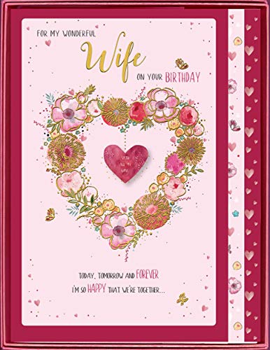 Große Valentinstagskarte Für Meine Wunderbare Frau – 17,8 X 25,4 Cm Mit Liebesherz & Goldfolie