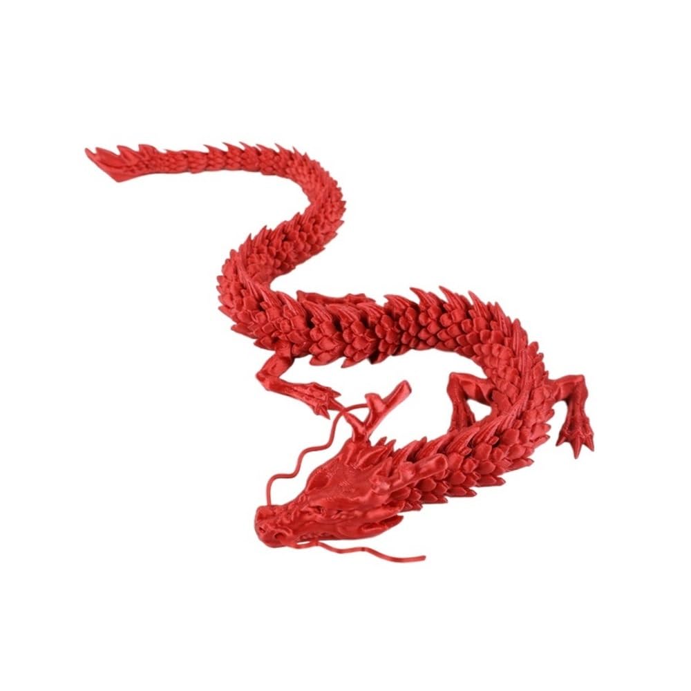 Diyouke Articulated 3D Printed Dragon Figurine, Fully Movable Joints Dragon Statue for Desktop Home Decor, 30cm(Honglong)