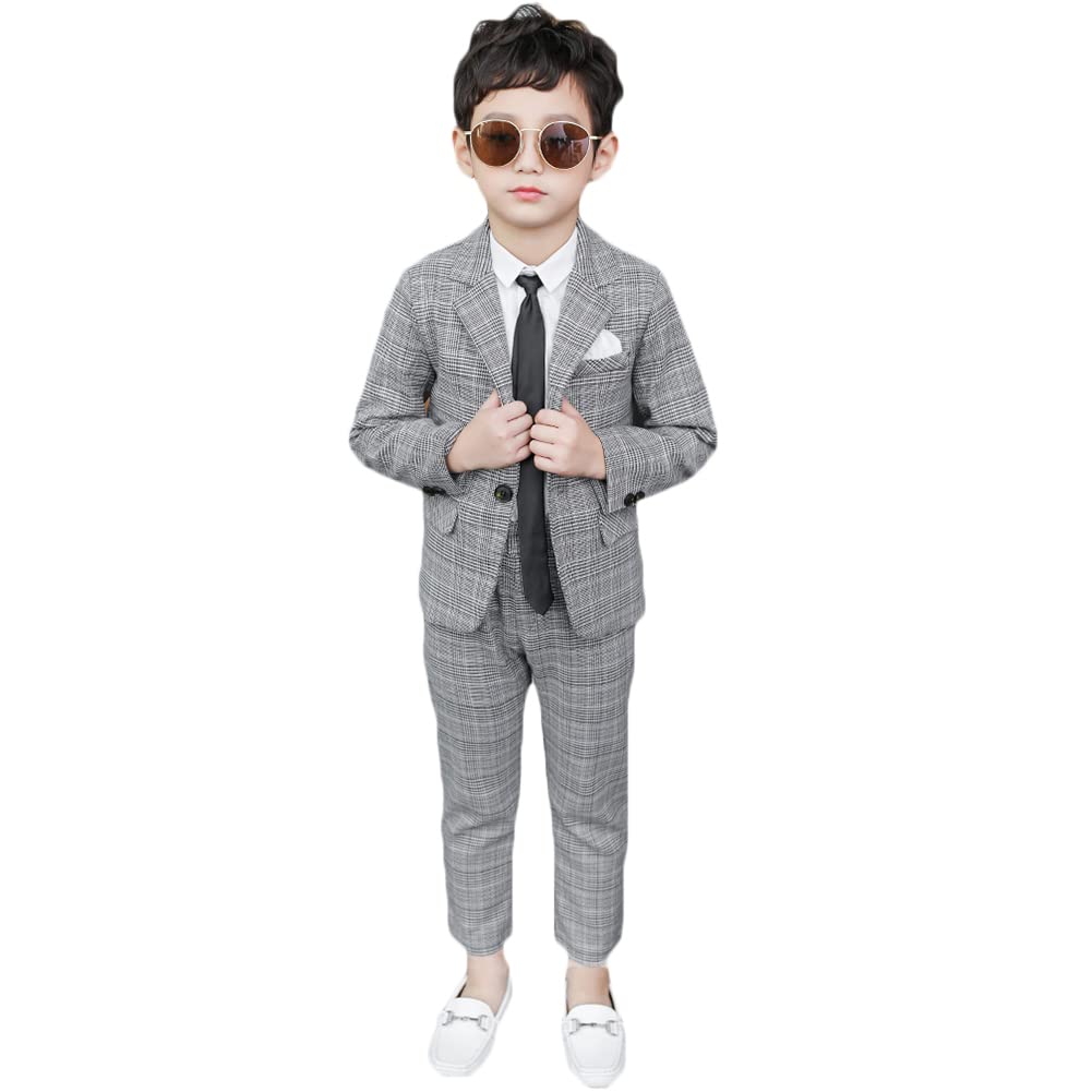 Conjunto de Traje de 2 Piezas/4 Piezas para Niños Conjunto de Blazer Y Pantalón (Corbata + Camisa) para Niños, Ropa de Ocio O Vestido de Fiesta de Boda Trajes de Ceremonia