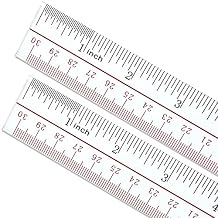 Ruler 12 inch, Clear Plastic 12 inch Ruler, Apply to Rulers for Kids and Office Use Measuring Tools, Transparent Metric Straight with Inches and Centimeters, Ruler Set Pack of 2